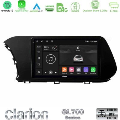 Clarion GL700 Series 8Core Android13 4+64GB Hyundai i20 2021-2023 Navigation Multimedia Tablet 10