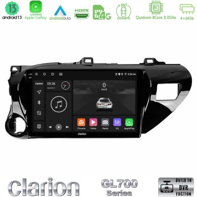 Clarion GL700 Series 8Core Android13 4+64GB Toyota Hilux 2017-2024 Navigation Multimedia Tablet 10