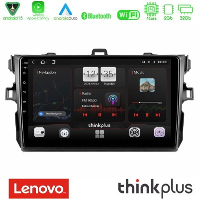 Lenovo Thinkplus Series 4Core Android15 2+32GB  Toyota Corolla 2007-2012 Navigation Multimedia Tablet 9