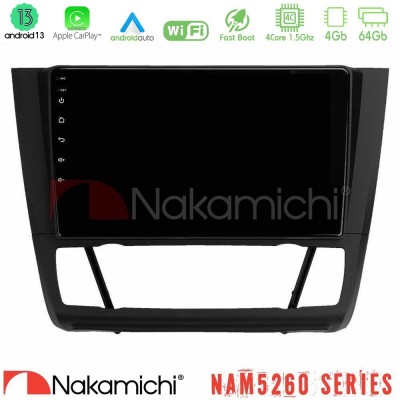 Nakamichi NAM5260 Series 4Core Android13 4+64GB BMW 1Series E81/E82/E87/E88 (AUTO A/C) Navigation Multimedia Tablet 9