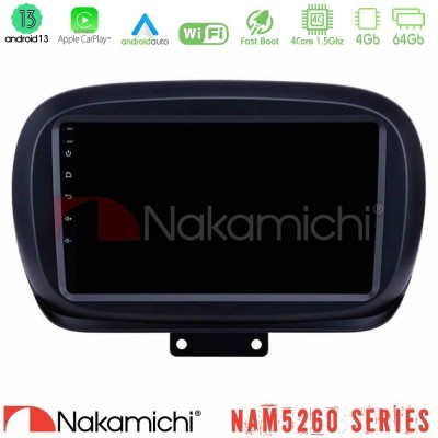 Nakamichi NAM5260 Series 4Core Android13 4+64GB Fiat 500X Navigation Multimedia Tablet 9