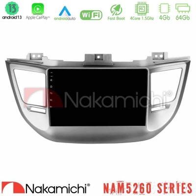 Nakamichi NAM5260 Series 4Core Android13 4+64GB Hyundai Tucson 2015-2018 Navigation Multimedia Tablet 9
