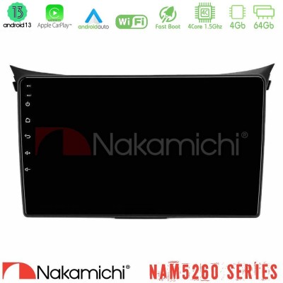 Nakamichi NAM5260 Series 4Core Android13 4+64GB Hyundai i30 2012-2017 Navigation Multimedia Tablet 9