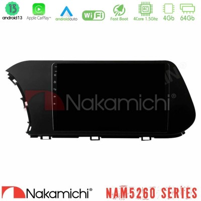 Nakamichi NAM5260 Series 4Core Android13 4+64GB Hyundai i20 2021-2023 Navigation Multimedia Tablet 10