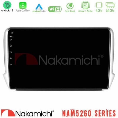 Nakamichi NAM5260 Series 4Core Android13 4+64GB Peugeot 208/2008 Navigation Multimedia Tablet 10