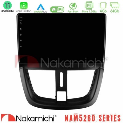Nakamichi NAM5260 Series 4Core Android13 4+64GB Peugeot 207 Navigation Multimedia Tablet 9