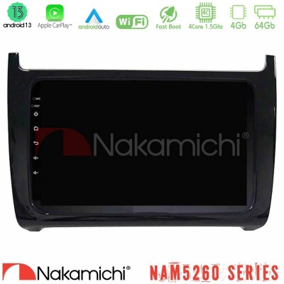 Nakamichi NAM5260 Series 4Core Android13 4+64GB Vw Polo 2009-2014 Navigation Multimedia Tablet 9