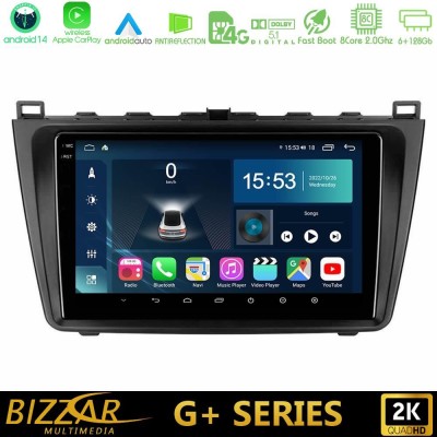 Bizzar G+ Series Mazda 6 2008-2012 8core Android14 6+128GB Navigation Multimedia Tablet 9