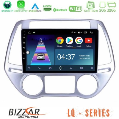 Bizzar LQ Series 4Core Android14 2+32GB Hyundai i20 2012-2014 Navigation Multimedia Tablet 9