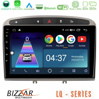 Bizzar LQ Series 4Core Android14 2+32GB Peugeot 308/RCZ Navigation Multimedia Tablet 9