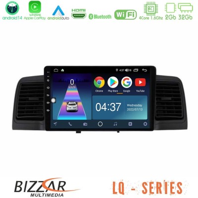 Bizzar LQ Series 4Core Android14 2+32GB Toyota Corolla 2002-2006 Navigation Multimedia Tablet 9