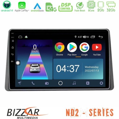 Bizzar ND2 Series 8Core Android14 2+32GB  Renault Arkana 2019-> Navigation Multimedia Tablet 10