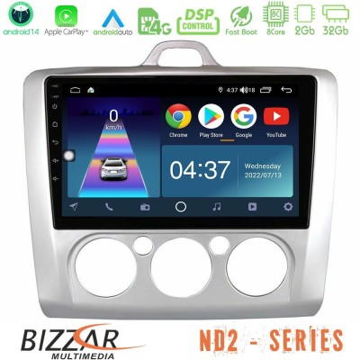 Bizzar ND2 Series 8Core Android14 2+32GB  Ford Focus Manual AC Navigation Multimedia Tablet 9
