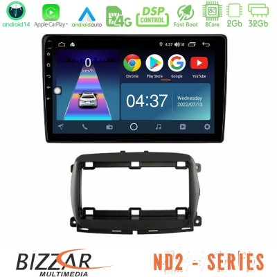 Bizzar ND2 Series 8Core Android14 2+32GB   Fiat 500 2016> Navigation Multimedia Tablet 9
