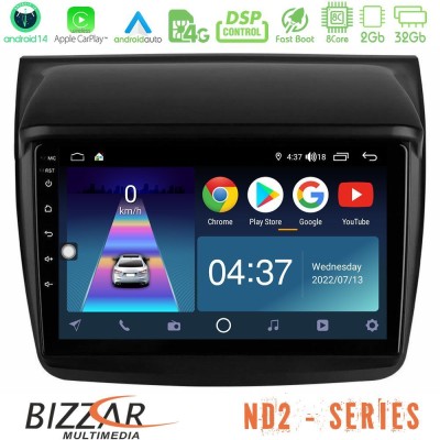 Bizzar ND2 Series 8Core Android14 2+32GB  Mitsubishi L200 Navigation Multimedia Tablet 9