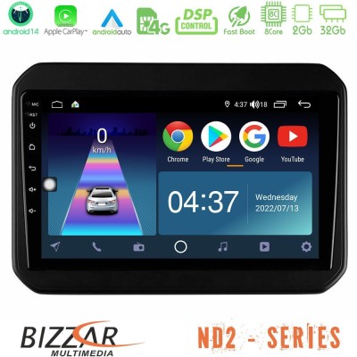 Bizzar ND2 Series 8Core Android14 2+32GB  Suzuki Ignis Navigation Multimedia Tablet 9