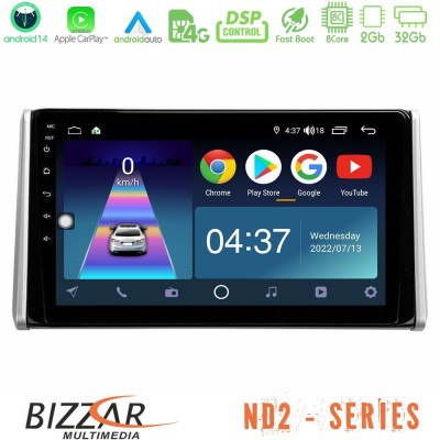 Bizzar ND2 Series 8Core Android14 2+32GB  Toyota RAV4 2019-2023 Navigation Multimedia Tablet 10