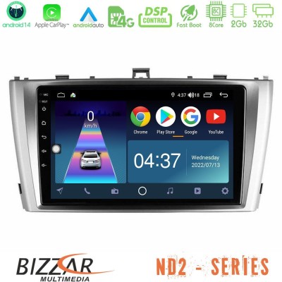 Bizzar ND2 Series 8Core Android14 2+32GB  Toyota Avensis T27 Navigation Multimedia Tablet 9