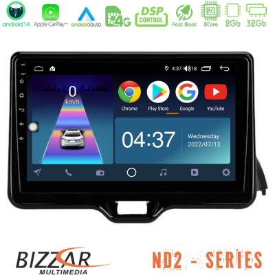 Bizzar ND2 Series 8Core Android14 2+32GB  Toyota Yaris 2020-> Navigation Multimedia Tablet 10