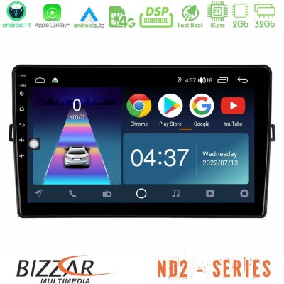 Bizzar ND2 Series 8Core Android14 2+32GB  Toyota Auris Navigation Multimedia Tablet 10