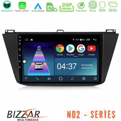 Bizzar ND2 Series 8Core Android14 2+32GB  Vw Tiguan 2016-2022 Navigation Multimedia Tablet 10