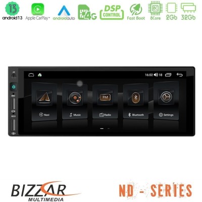 Bizzar 1Din ND Series 8Core Android13 2+32GB Navigation Multimedia 6.9
