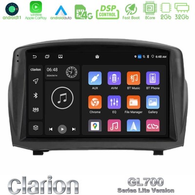 Clarion GL700 Lite Series 8Core Android11 2+32GB Ford Fiesta 2008-2016 Navigation Multimedia Tablet 9