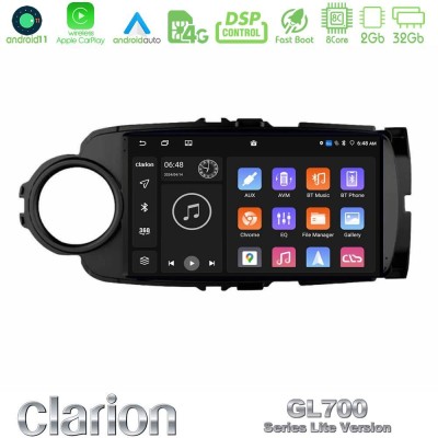 Clarion GL700 Lite Series 8Core Android11 2+32GB Toyota Yaris Navigation Multimedia Tablet 9