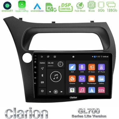 Clarion GL700 Lite Series 8Core Android11 6+128GB Honda CiviC Hatchback 2006-2011 Navigation Multimedia Tablet 9