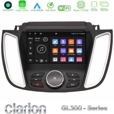 Clarion GL300 Series 4Core Android11 2+32GB Ford Kuga/C-Max 2013-2019 Navigation Multimedia Tablet 9