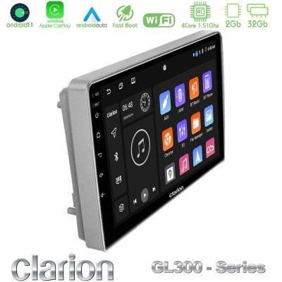 Clarion GL300 Series 4Core Android11 2+32GB Opel Astra/Corsa/Antara/Zafira Navigation Multimedia Tablet 9
