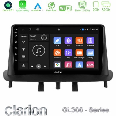 Clarion GL300 Series 4Core Android11 2+32GB Renault Megane 3 2009-2015 Navigation Multimedia Tablet 9