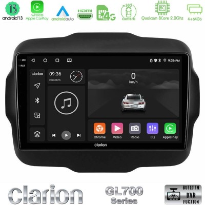 Clarion GL700 Series 8Core Android13 4+64GB Jeep Renegade 2015-2019 Navigation Multimedia Tablet 9