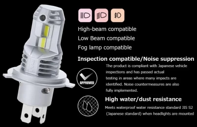Headlight LED conversion bulb 6000K /34W per bulbLo:4500lm Hi:5500lm from 2 bulbs For H4 Halogen sockets