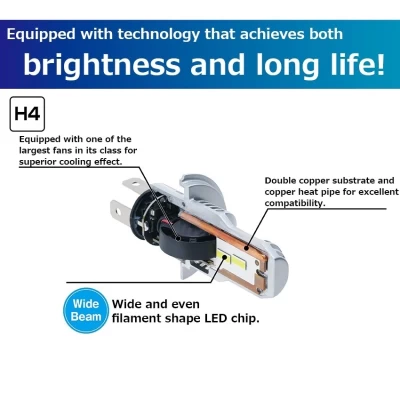 Headlight LED conversion bulb 6000K /34W per bulbLo:4500lm Hi:5500lm from 2 bulbs For H4 Halogen sockets