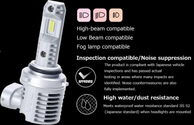 Headlight LED conversion bulb 6000K /34W per bulb 6000lm from 2 bulbsFor HB3/HB4/HIR1/HIR2 Halogen sockets
