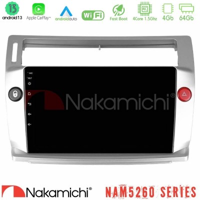 Nakamichi NAM5260 Series 4Core Android13 4+64GB Citroen C4 2004-2010 Navigation Multimedia Tablet 9