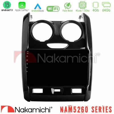 Nakamichi NAM5260 Series 4Core Android13 4+64GB Dacia Duster 2014-2018 Navigation Multimedia Tablet 9