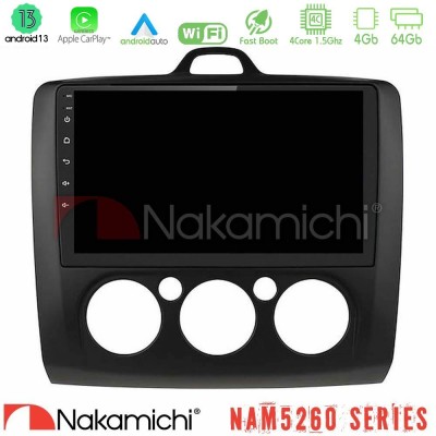Nakamichi NAM5260 Series 4Core Android13 4+64GB Ford Focus Manual AC Navigation Multimedia Tablet 9