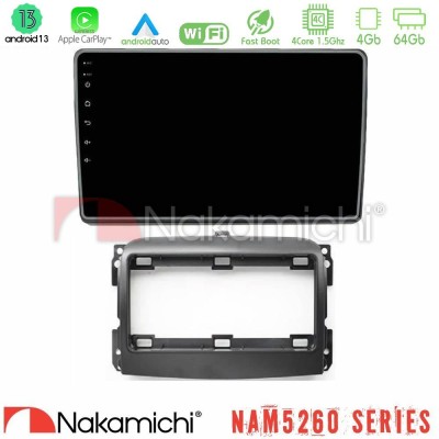 Nakamichi NAM5260 Series 4Core Android13 4+64GB Fiat 500L Navigation Multimedia Tablet 10