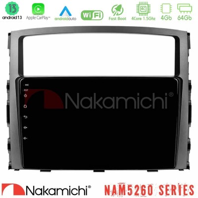 Nakamichi NAM5260 Series 4Core Android13 4+64GB Mitsubishi Pajero 2008-2009 Navigation Multimedia Tablet 9