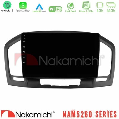 Nakamichi NAM5260 Series 4Core Android13 4+64GB Opel Insignia 2008-2013 Navigation Multimedia Tablet 9