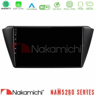 Nakamichi NAM5260 Series 4Core Android13 4+64GB Skoda Fabia 2015-2021 Navigation Multimedia Tablet 9