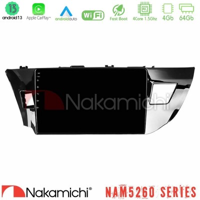 Nakamichi NAM5260 Series 4Core Android13 4+64GB Toyota Corolla 2014-2016 Navigation Multimedia Tablet 10