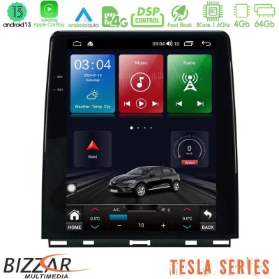 Bizzar Tesla Series 8Core Android13 4+64GB Renault Clio 5 2020-2025 Navigation Multimedia Tablet 9.7