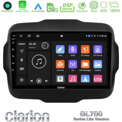 Clarion GL700 Lite Series 8Core Android11 6+128GB Jeep Renegade 2015-2019 Navigation Multimedia Tablet 9