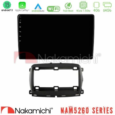Nakamichi NAM5260 Series 4Core Android13 4+64GB  Fiat 500 2016> Navigation Multimedia Tablet 9