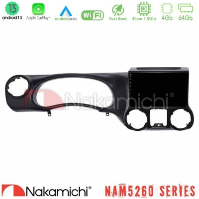 Nakamichi NAM5260 Series 4Core Android13 4+64GB Jeep Wrangler 2011-2014 Navigation Multimedia Tablet 10