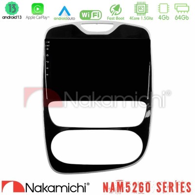 Nakamichi NAM5260 Series 4Core Android13 4+64GB Renault Clio 2016-2019 Navigation Multimedia Tablet 10