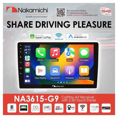 Nakamichi NA3615-W9 Multimedia Station 9″ Με Wireless Carplay & Android Auto